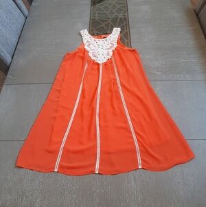 Sequin Hearts Orange Dress with White Lace
